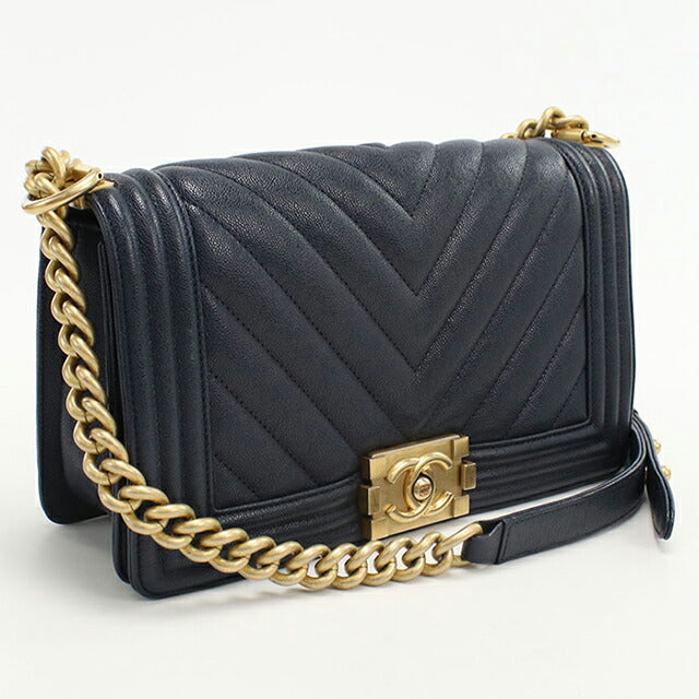 中古 シャネル ショルダーバッグ レディース ブランド CHANEL ボーイシャネル チェーンショルダーバッグ A67086 ネイビー バッグ USDCH101206011