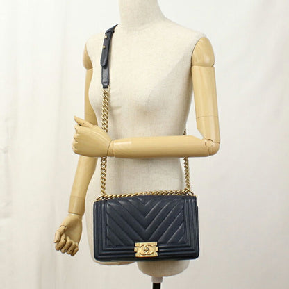 中古 シャネル ショルダーバッグ レディース ブランド CHANEL ボーイシャネル チェーンショルダーバッグ A67086 ネイビー バッグ USDCH101206011