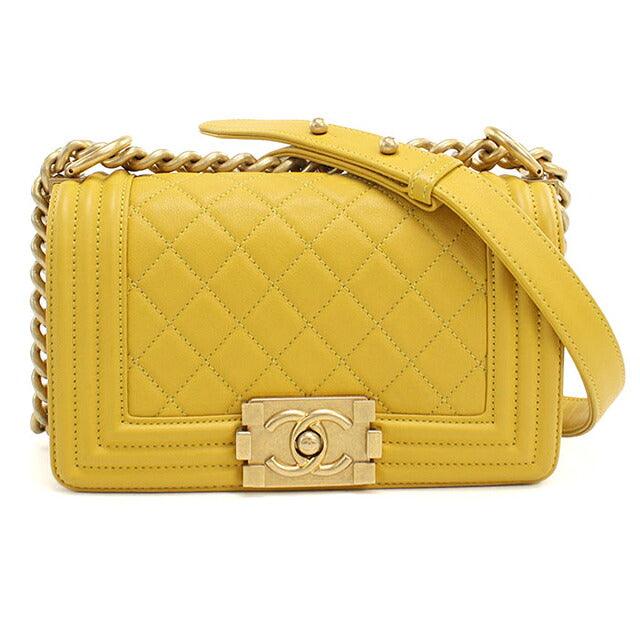 中古 シャネル ショルダーバッグ レディース ブランド CHANEL ボーイシャネル チェーンショルダーバッグ A67085 イエロー バッグ USDCH101211011