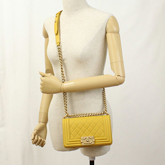中古 シャネル ショルダーバッグ レディース ブランド CHANEL ボーイシャネル チェーンショルダーバッグ A67085 イエロー バッグ USDCH101211011