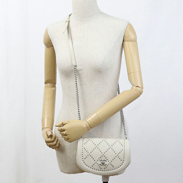 中古 シャネル 斜め掛け ショルダーバッグ レディース ブランド CHANEL チェーン レザー ホワイト バッグ USDCH101305011