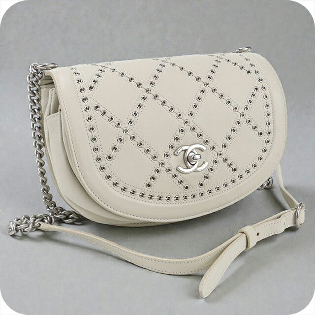 中古 シャネル 斜め掛け ショルダーバッグ レディース ブランド CHANEL チェーン レザー ホワイト バッグ USDCH101305011