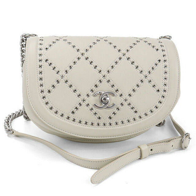 中古 シャネル 斜め掛け ショルダーバッグ レディース ブランド CHANEL チェーン レザー ホワイト バッグ USDCH101305011