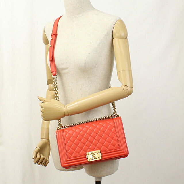 中古 シャネル ショルダーバッグ レディース ブランド CHANEL ボーイシャネル チェーンショルダーバッグ A67086 レッド バッグ USDCH101500011