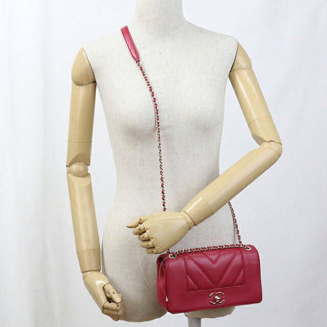 中古 シャネル 斜め掛け ショルダーバッグ レディース ブランド CHANEL シェブロン チェーン　2WAY レザー ピンク バッグ USDCH101583011