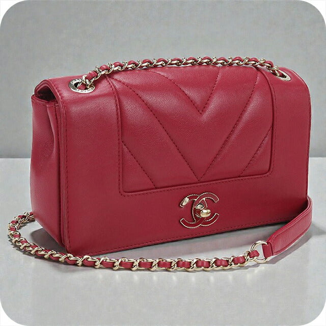 中古 シャネル 斜め掛け ショルダーバッグ レディース ブランド CHANEL シェブロン チェーン　2WAY レザー ピンク バッグ USDCH101583011