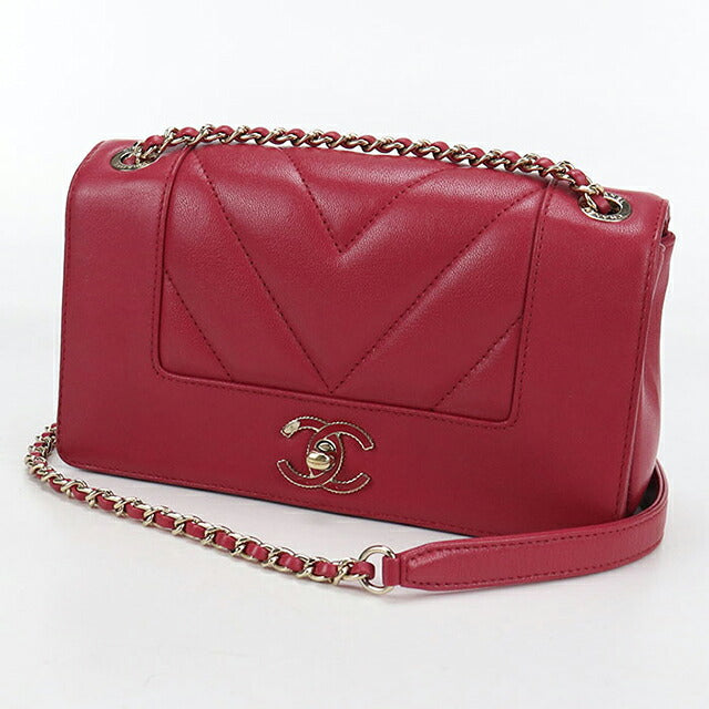 中古 シャネル 斜め掛け ショルダーバッグ レディース ブランド CHANEL シェブロン チェーン　2WAY レザー ピンク バッグ USDCH101583011
