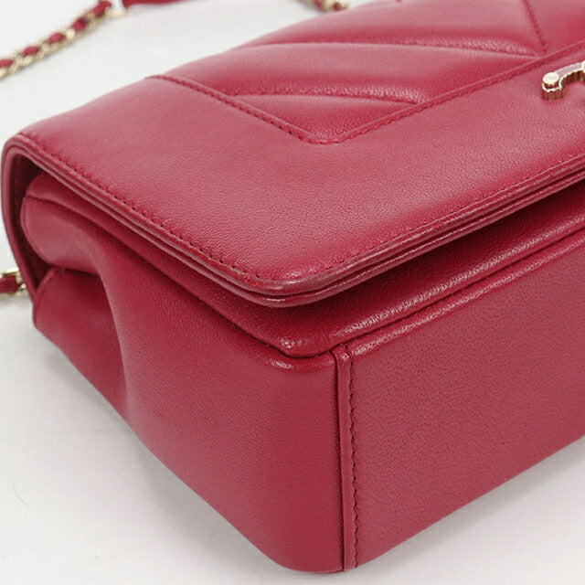 中古 シャネル 斜め掛け ショルダーバッグ レディース ブランド CHANEL シェブロン チェーン　2WAY レザー ピンク バッグ USDCH101583011