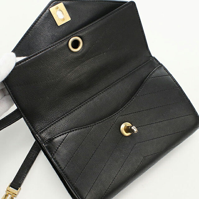 中古 シャネル ショルダーバッグ レディース ブランド CHANEL シェブロン チェーンショルダーバッグ レザー ブラック バッグ USDCH101809011