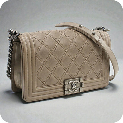 中古 シャネル ショルダーバッグ レディース ブランド CHANEL ボーイシャネル チェーンショルダーバッグ レザー A67086 ベージュ バッグ USDCH103400011