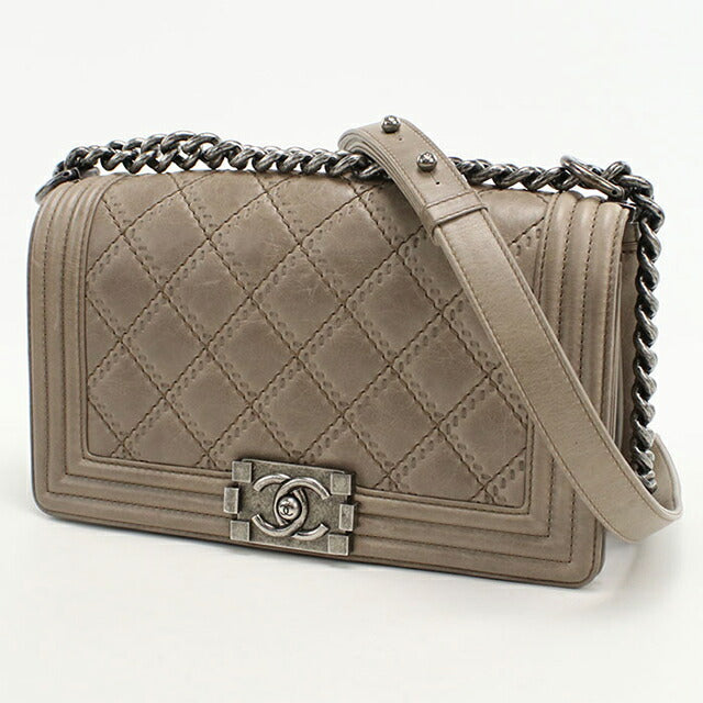 中古 シャネル ショルダーバッグ レディース ブランド CHANEL ボーイシャネル チェーンショルダーバッグ レザー A67086 ベージュ バッグ USDCH103400011