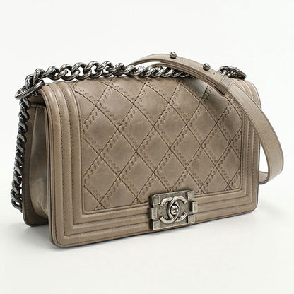 中古 シャネル ショルダーバッグ レディース ブランド CHANEL ボーイシャネル チェーンショルダーバッグ レザー A67086 ベージュ バッグ USDCH103400011