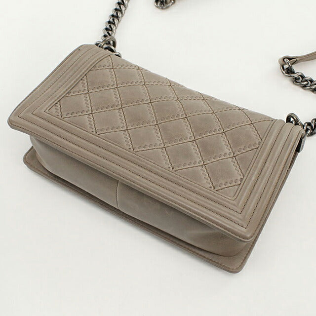 中古 シャネル ショルダーバッグ レディース ブランド CHANEL ボーイシャネル チェーンショルダーバッグ レザー A67086 ベージュ バッグ USDCH103400011