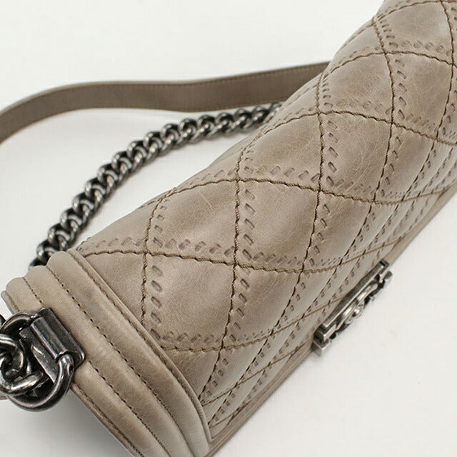 中古 シャネル ショルダーバッグ レディース ブランド CHANEL ボーイシャネル チェーンショルダーバッグ レザー A67086 ベージュ バッグ USDCH103400011
