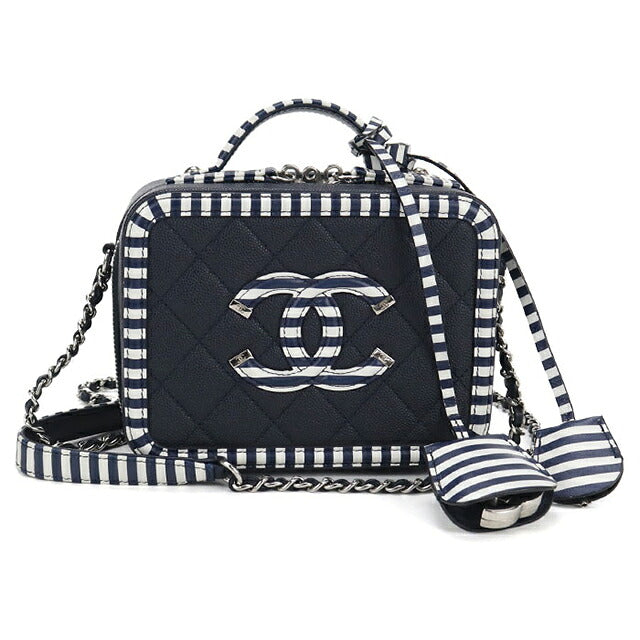 中古 シャネル ショルダーバッグ レディース ブランド CHANEL CCフィリグリー 2WAYバニティバッグ A93342 ネイビー バッグ USDCH103495011