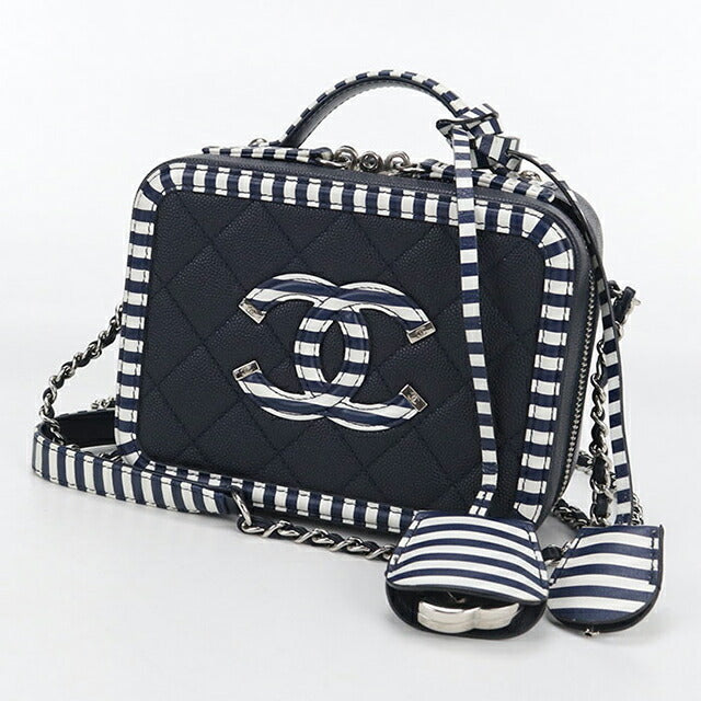中古 シャネル ショルダーバッグ レディース ブランド CHANEL CCフィリグリー 2WAYバニティバッグ A93342 ネイビー バッグ USDCH103495011