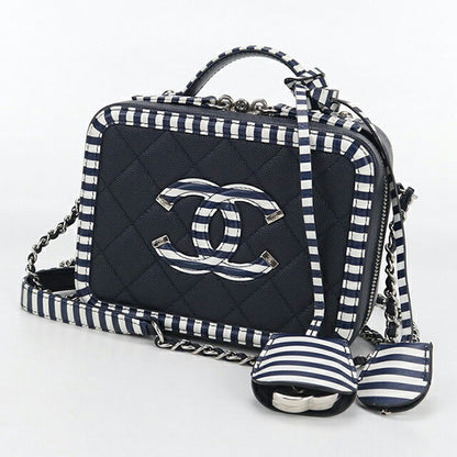 中古 シャネル ショルダーバッグ レディース ブランド CHANEL CCフィリグリー 2WAYバニティバッグ A93342 ネイビー バッグ USDCH103495011