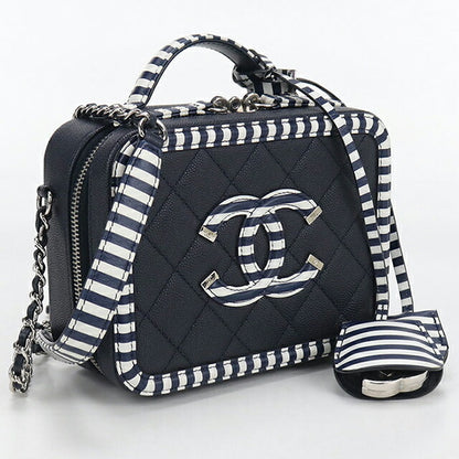 中古 シャネル ショルダーバッグ レディース ブランド CHANEL CCフィリグリー 2WAYバニティバッグ A93342 ネイビー バッグ USDCH103495011
