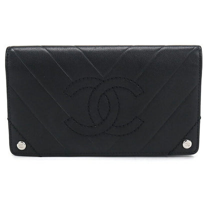 Used CHANEL long wallet bi-fold ladies brand CHANEL leather black USDCH108308011