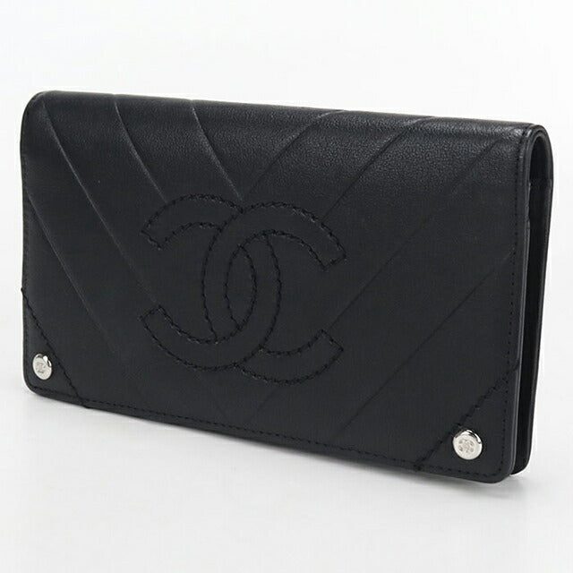 Used CHANEL long wallet bi-fold ladies brand CHANEL leather black USDCH108308011
