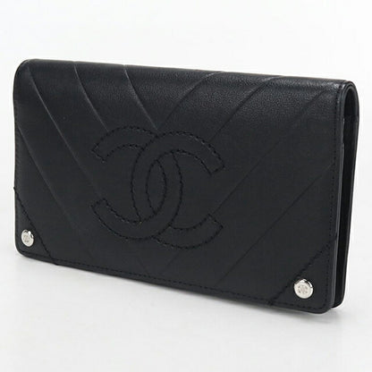 Used CHANEL long wallet bi-fold ladies brand CHANEL leather black USDCH108308011