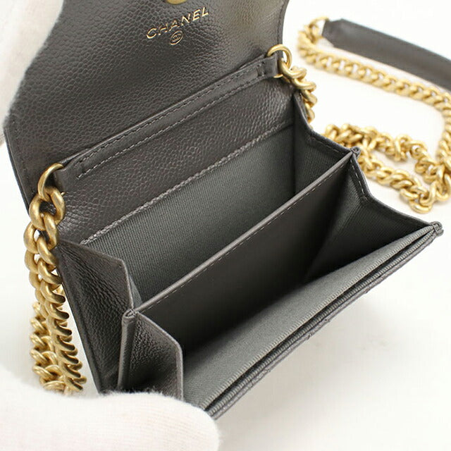CHANEL シャネル チェーンウォレット ボーイシャネル シルバー金具 長財布（小銭入れあり） ラムスキン レディース [中古] CHANEL シャネル ボーイシャネル ラムスキン チェーンウォレット