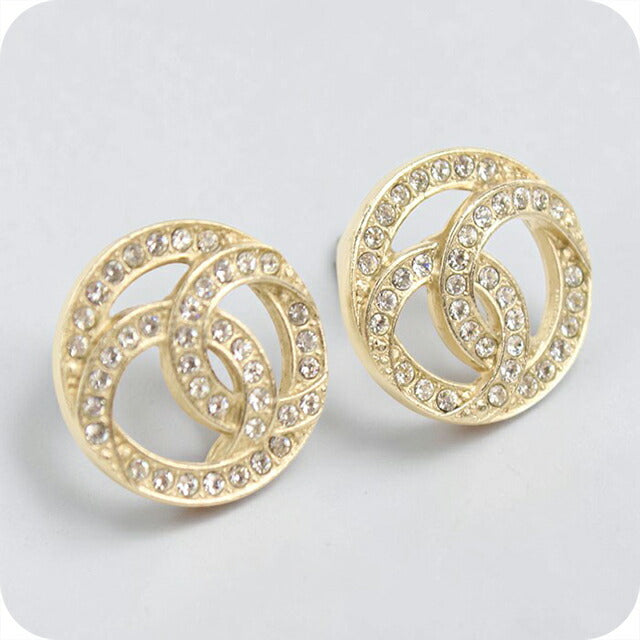 中古 シャネル ピアス レディース ブランド CHANEL ラインストーン ゴールド アクセサリー USDCH115215011