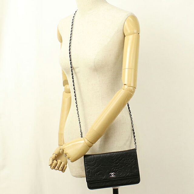 中古 シャネル チェーンウォレット レディース ブランド CHANEL カメリア  A47421 ブラック USDCH116833011