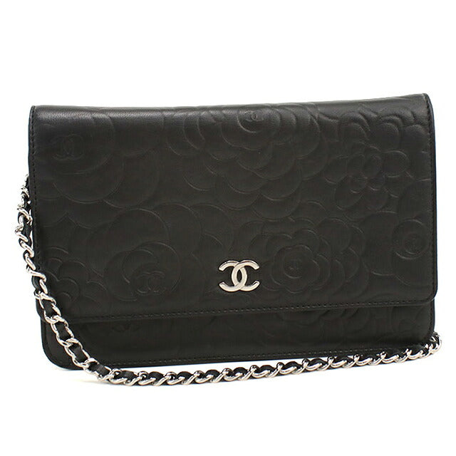 中古 シャネル チェーンウォレット レディース ブランド CHANEL カメリア  A47421 ブラック USDCH116833011