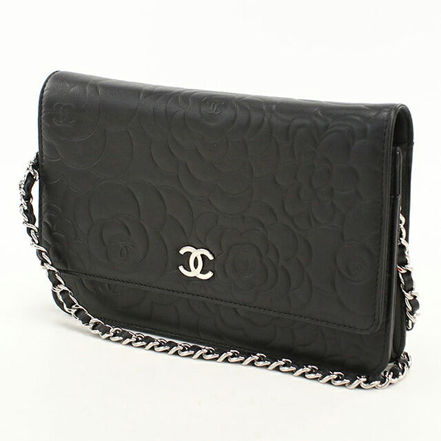 中古 シャネル チェーンウォレット レディース ブランド CHANEL カメリア  A47421 ブラック USDCH116833011