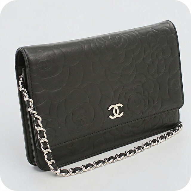 中古 シャネル チェーンウォレット レディース ブランド CHANEL カメリア  A47421 ブラック USDCH116833011