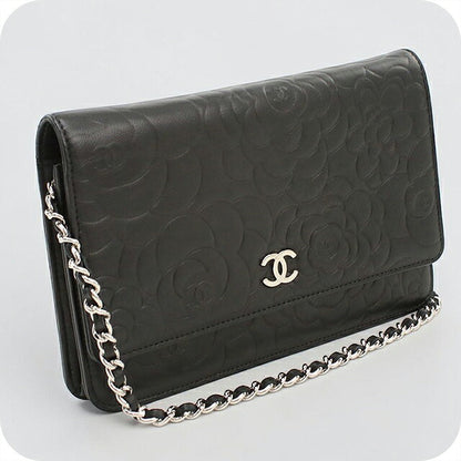 中古 シャネル チェーンウォレット レディース ブランド CHANEL カメリア  A47421 ブラック USDCH116833011
