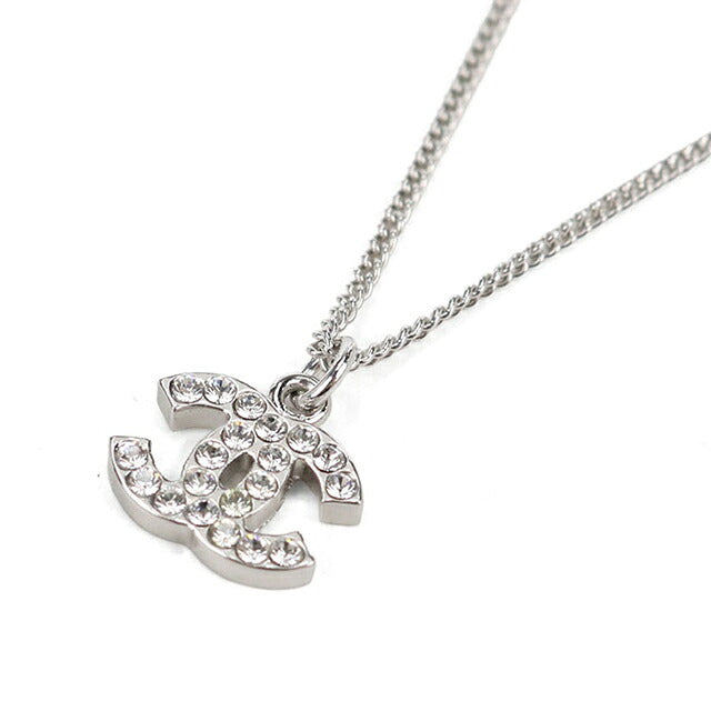 中古 シャネル ネックレス レディース ブランド CHANEL ココマーク ラインストーン シルバー アクセサリー USDCH118004011