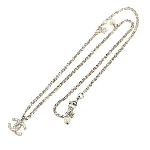 中古 シャネル ネックレス レディース ブランド CHANEL ココマーク ラインストーン シルバー アクセサリー USDCH119072011