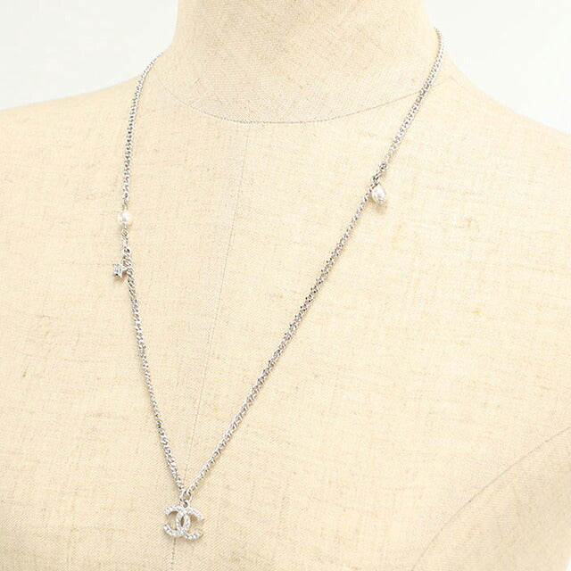 中古 シャネル ネックレス レディース ブランド CHANEL ココマーク ラインストーン シルバー アクセサリー USDCH119072011