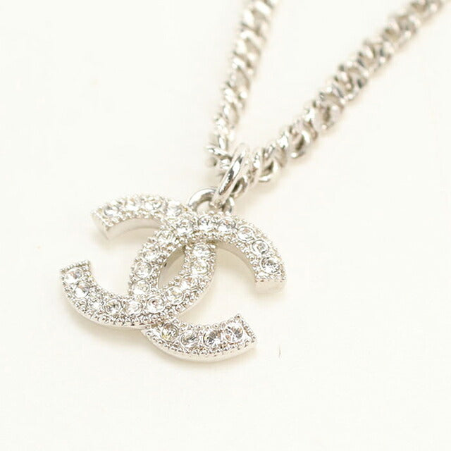 中古 シャネル ネックレス レディース ブランド CHANEL ココマーク ラインストーン シルバー アクセサリー USDCH119072011