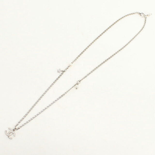 中古 シャネル ネックレス レディース ブランド CHANEL ココマーク ラインストーン シルバー アクセサリー USDCH119072011