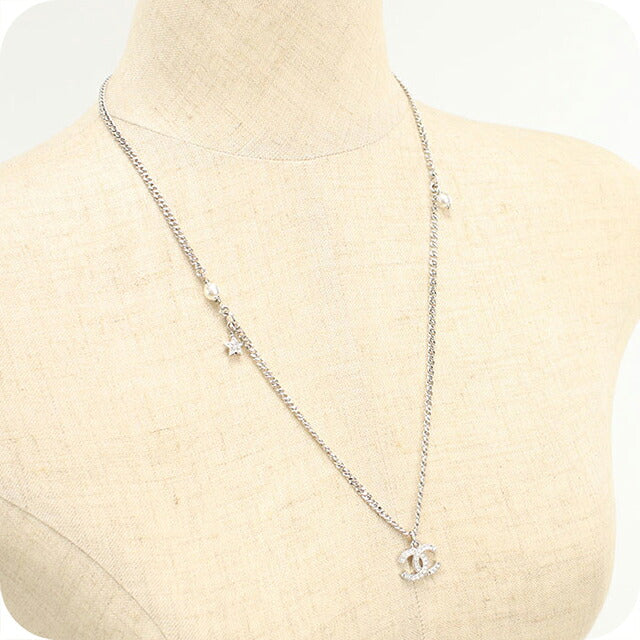 中古 シャネル ネックレス レディース ブランド CHANEL ココマーク ラインストーン シルバー アクセサリー USDCH119072011