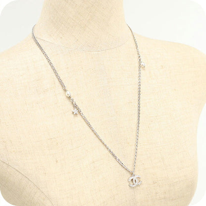 中古 シャネル ネックレス レディース ブランド CHANEL ココマーク ラインストーン シルバー アクセサリー USDCH119072011