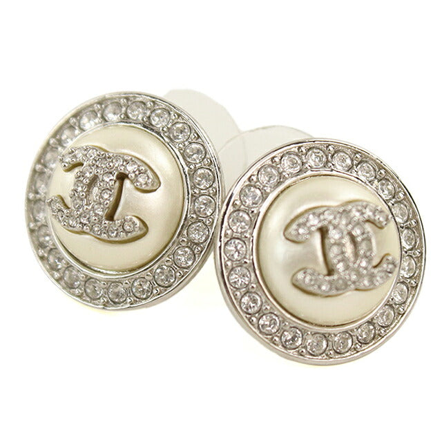中古 シャネル ピアス レディース ブランド CHANEL ココマーク ラインストーン シルバー アクセサリー USDCH120630011