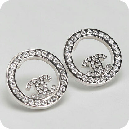 二手 CHANEL 耳环 女士品牌 CHANEL Coco Mark 水钻银色配饰 USDCH121444011