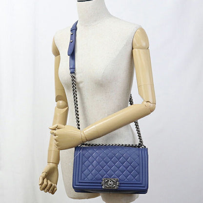 中古 シャネル 斜め掛け ショルダーバッグ レディース ブランド CHANEL ボーイシャネル チェーンショルダーバッグ A67086 ブルー バッグ USDCH92811011