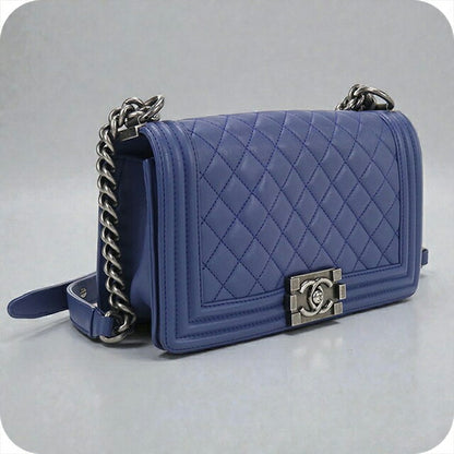 中古 シャネル 斜め掛け ショルダーバッグ レディース ブランド CHANEL ボーイシャネル チェーンショルダーバッグ A67086 ブルー バッグ USDCH92811011