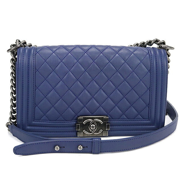中古 シャネル 斜め掛け ショルダーバッグ レディース ブランド CHANEL ボーイシャネル チェーンショルダーバッグ A67086 ブルー バッグ USDCH92811011