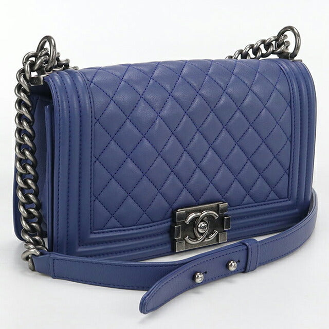 中古 シャネル 斜め掛け ショルダーバッグ レディース ブランド CHANEL ボーイシャネル チェーンショルダーバッグ A67086 ブルー バッグ USDCH92811011