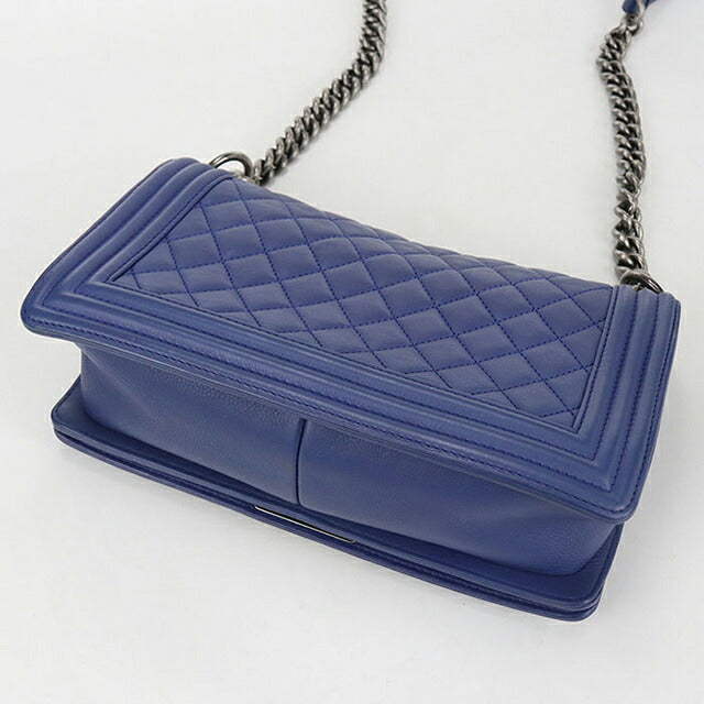シャネル ボーイシャネル ショルダーバッグ レザー A67086 ブルー レディース CHANEL  中古 CHANEL（シャネル） 中古 斜め掛け ショルダーバッグ レディース