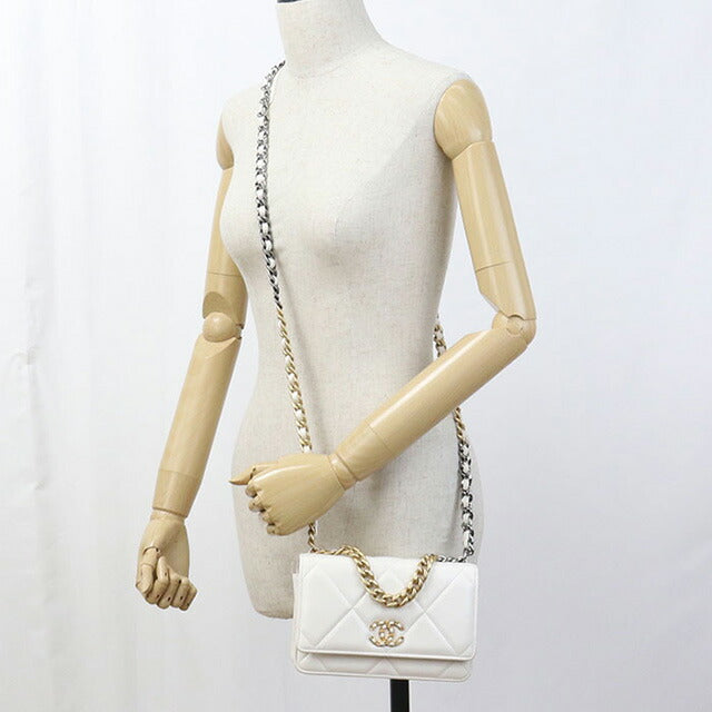 中古 シャネル チェーンウォレット レディース ブランド CHANEL ホワイト 財布 USDCH95239011