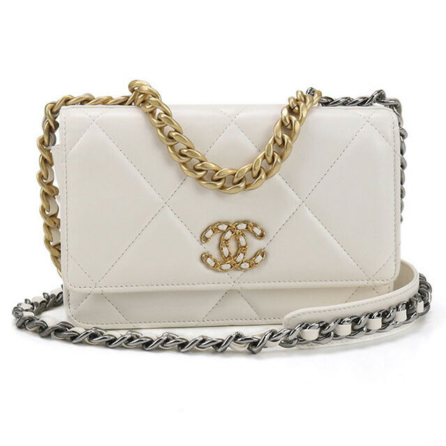 中古 シャネル チェーンウォレット レディース ブランド CHANEL ホワイト 財布 USDCH95239011