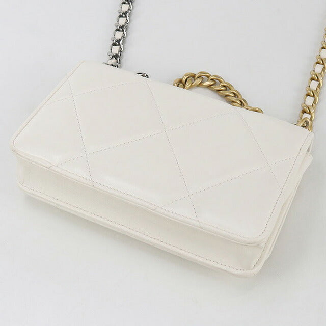 中古 シャネル チェーンウォレット レディース ブランド CHANEL ホワイト 財布 USDCH95239011
