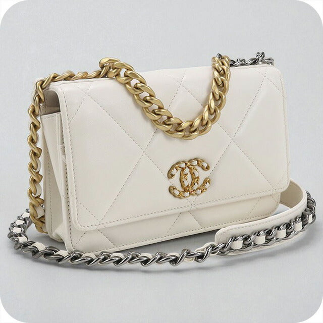 中古 シャネル チェーンウォレット レディース ブランド CHANEL ホワイト 財布 USDCH95239011